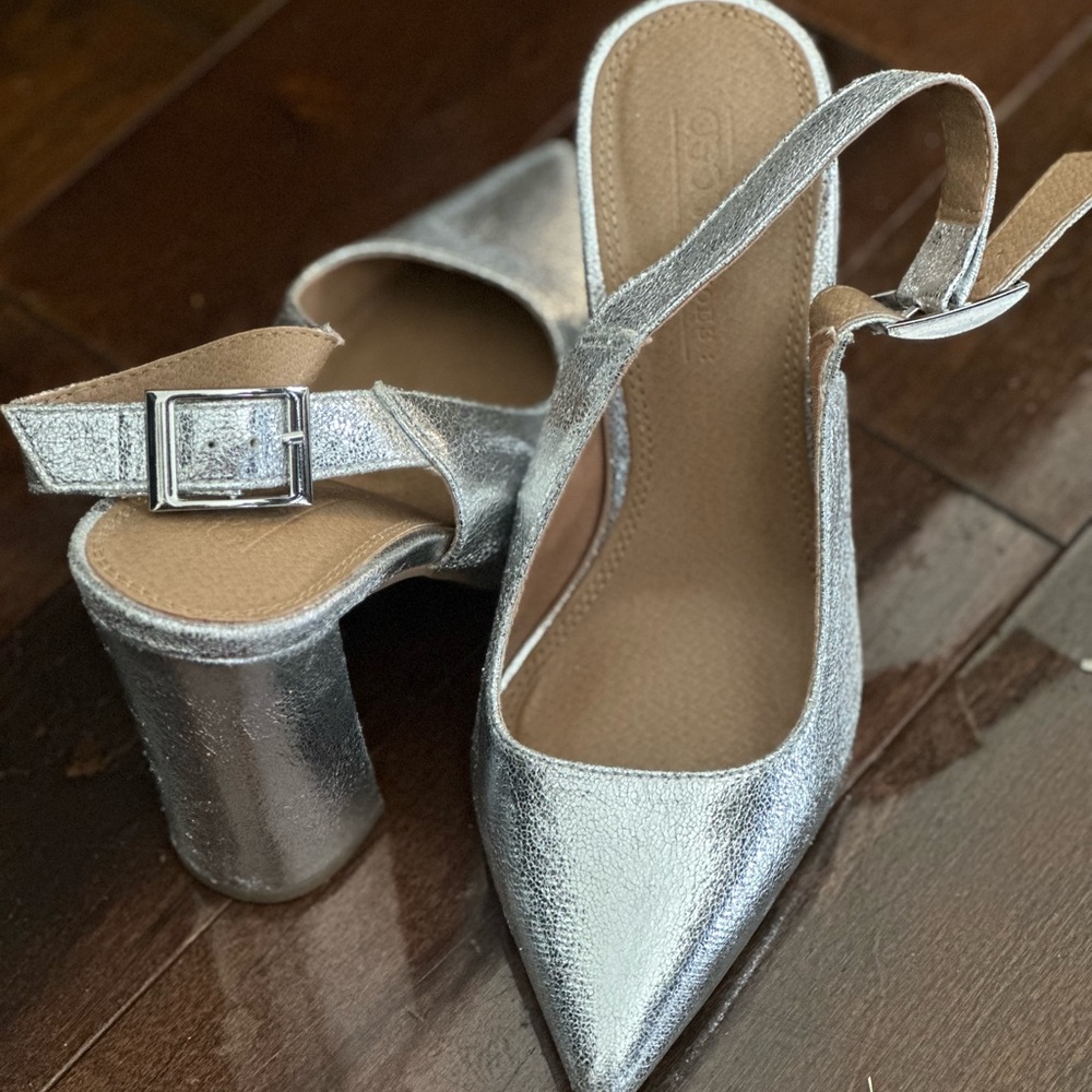 Silver Slingback Heels